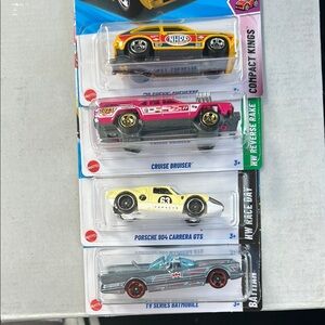 Mattel Hot Wheels Die-Cast Cars Set - Yellow, Pink, Blue, Black